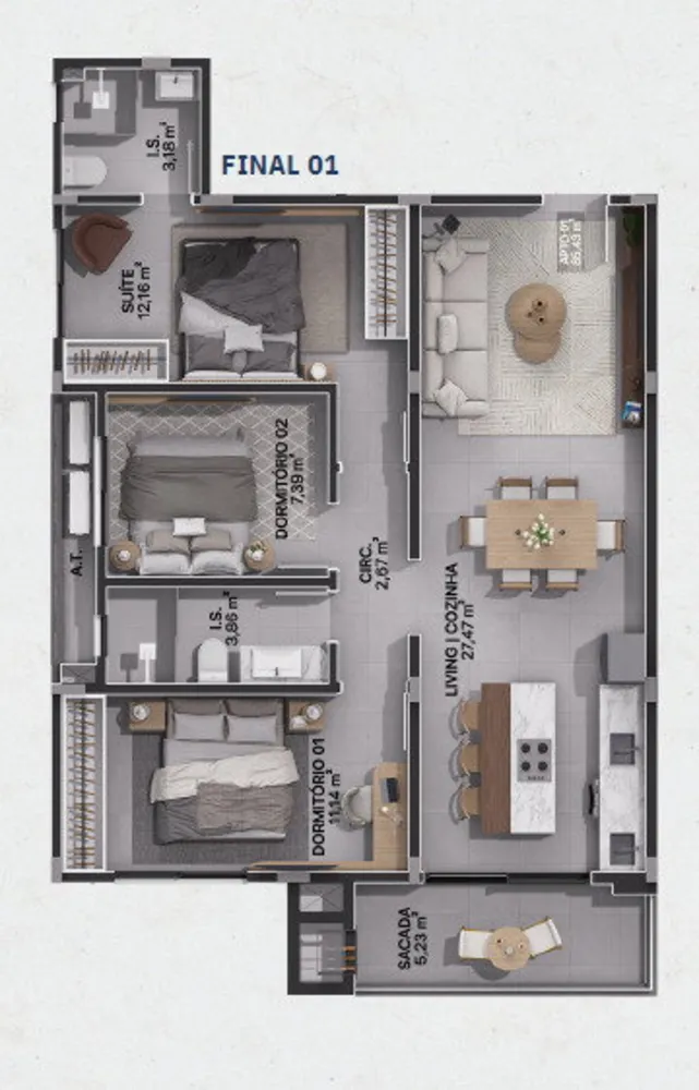 Apartamento, 1 quarto, 70 m² - Foto 6