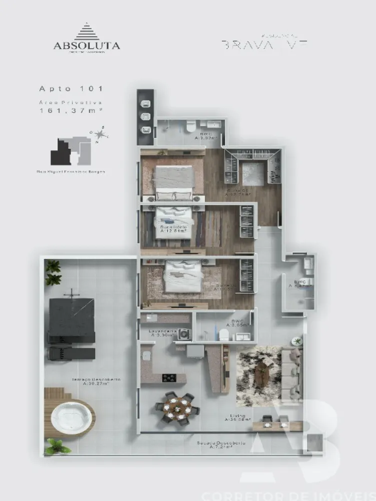 Apartamento, 3 quartos, 161 m² - Foto 1