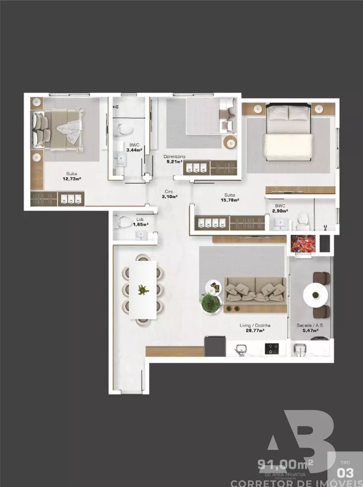 Apartamento, 3 quartos, 90 m² - Foto 12