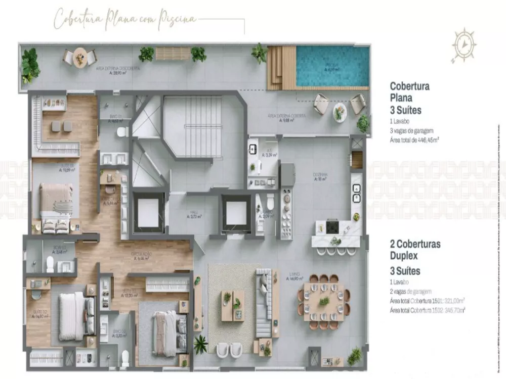 Cobertura, 3 quartos, 152 m² - Foto 3