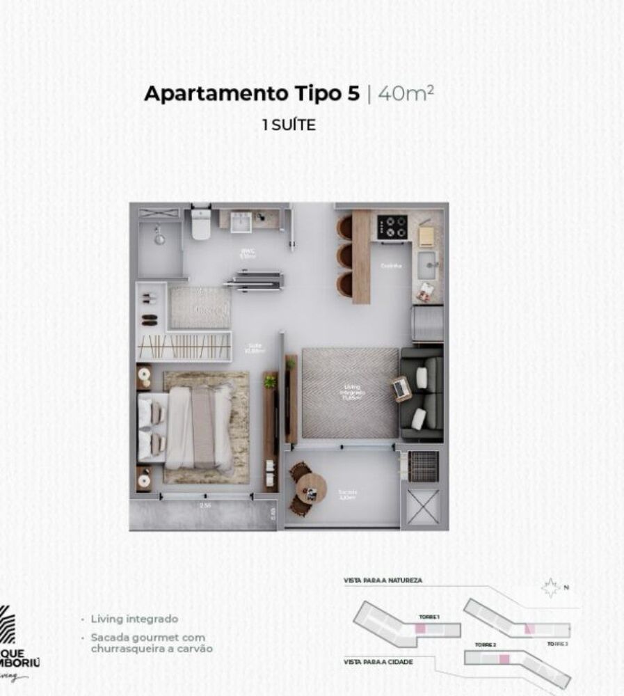 Apartamento à venda com 1 quarto, 40m² - Foto 4