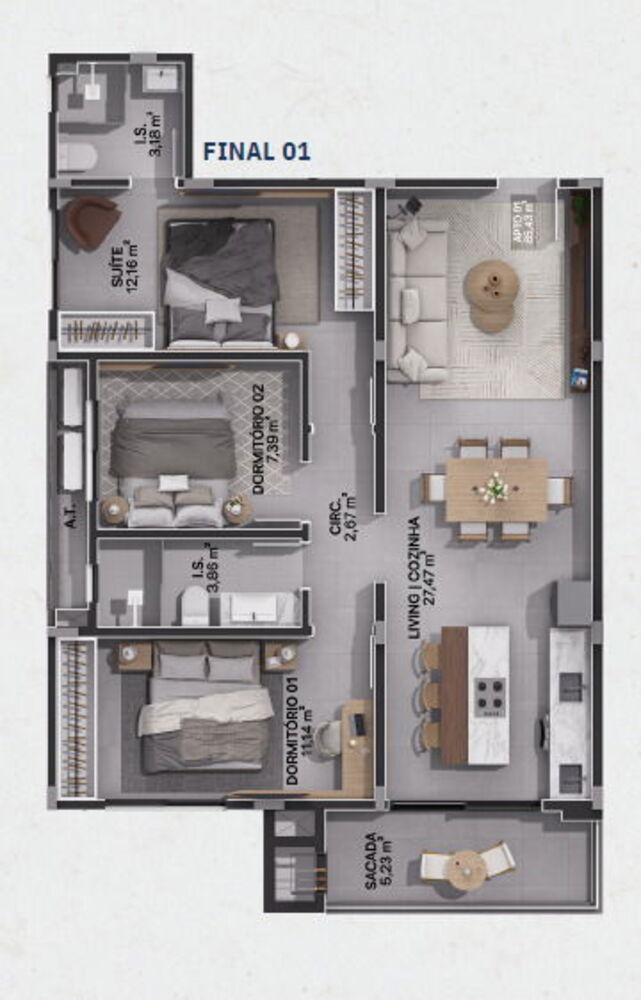 Apartamento, 1 quarto, 70 m² - Foto 1