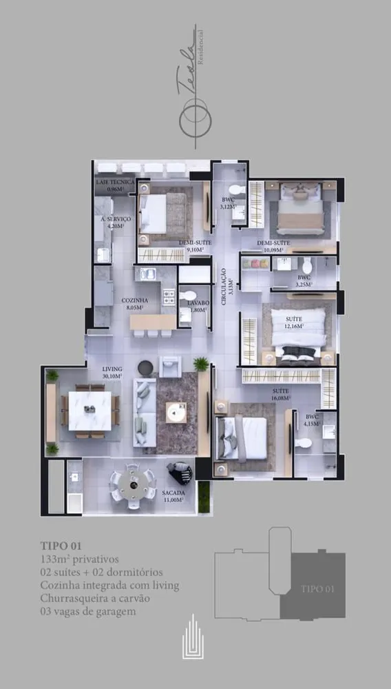 Apartamento, 4 quartos, 137 m² - Foto 3