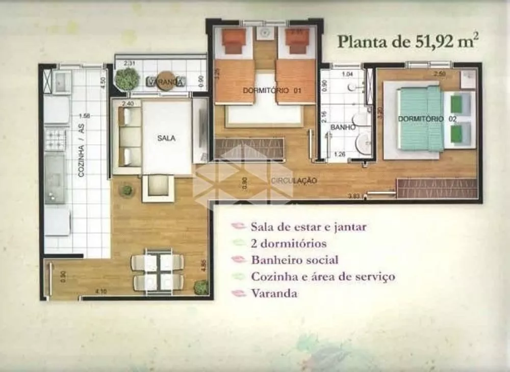 Apartamento, 2 quartos, 52 m² - Foto 3