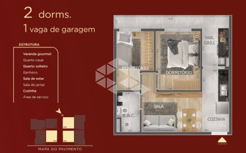 Apartamento, 2 quartos, 44 m² - Foto 8