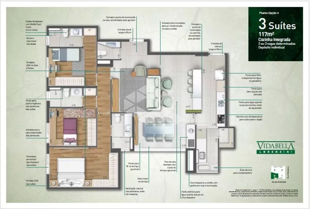 Apartamento à venda com 3 quartos, 117m² - Foto 3