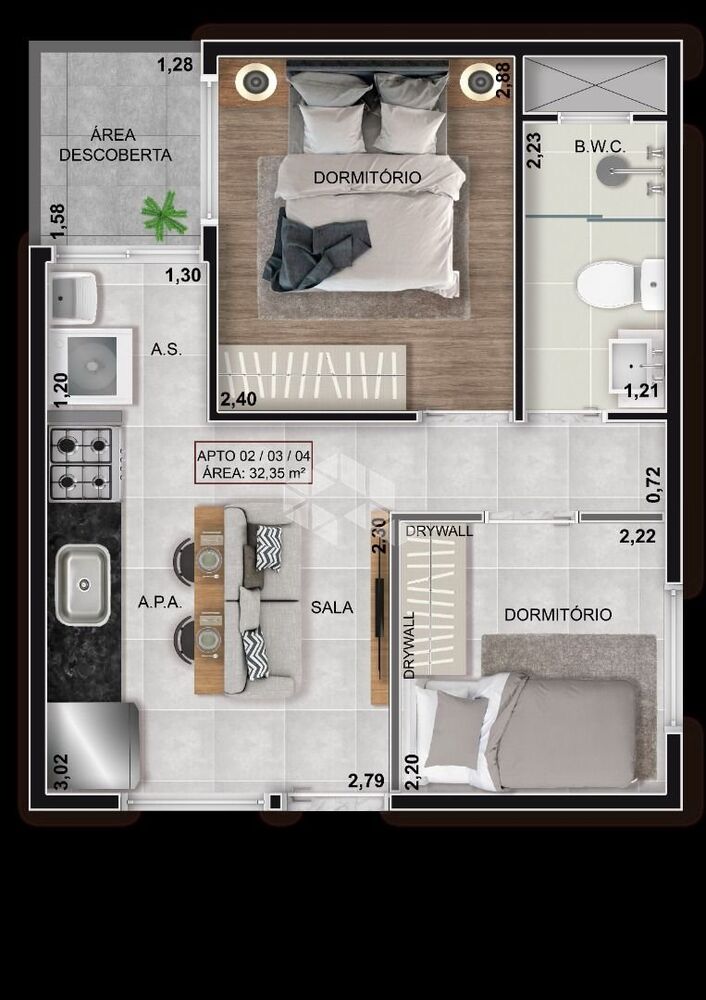 Apartamento, 2 quartos, 35 m² - Foto 4