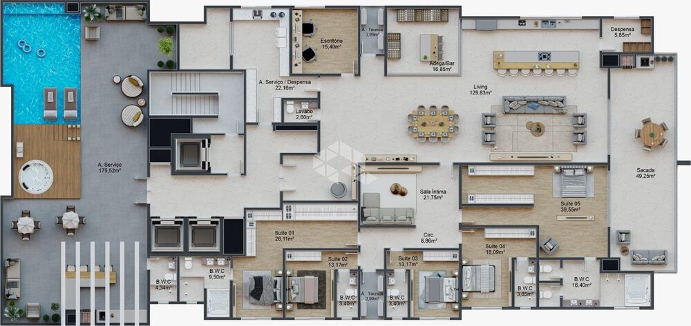 Cobertura, 5 quartos, 973 m² - Foto 1