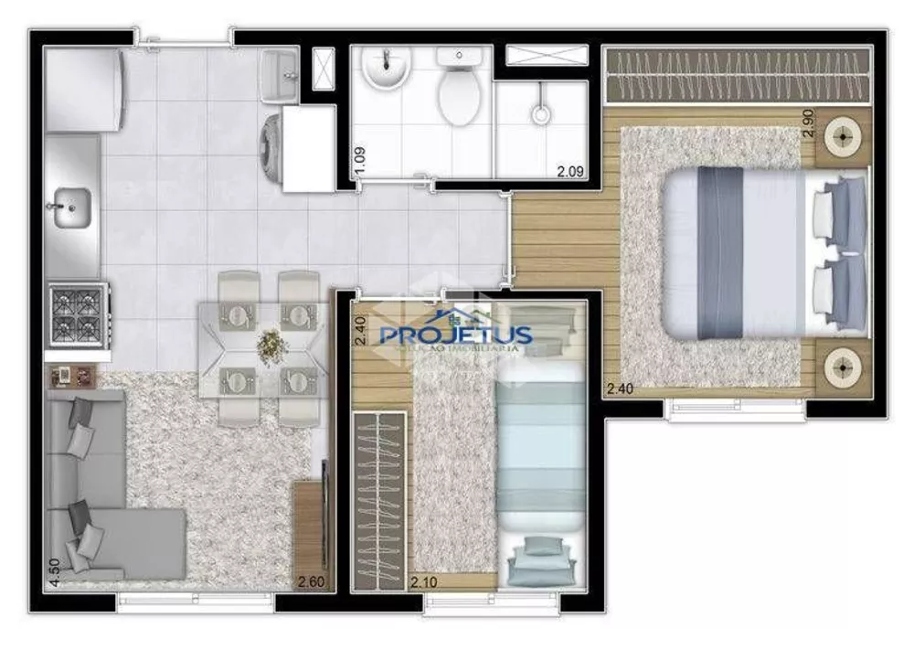 Apartamento, 2 quartos, 33 m² - Foto 3