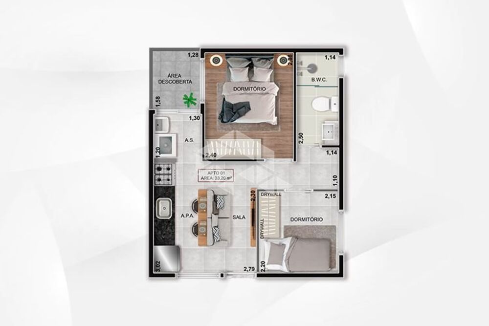 Apartamento, 2 quartos, 31 m² - Foto 1