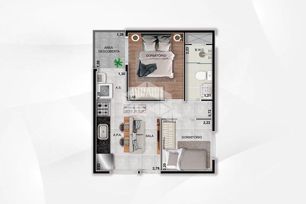 Apartamento, 2 quartos, 31 m² - Foto 3