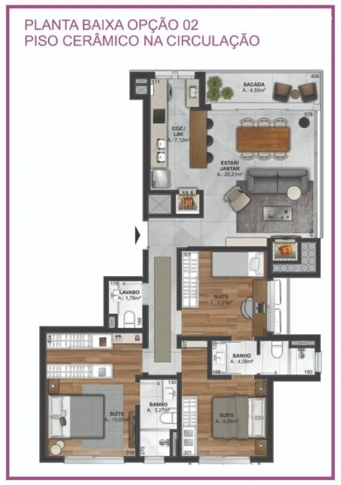 Apartamento, 3 quartos, 100 m² - Foto 2