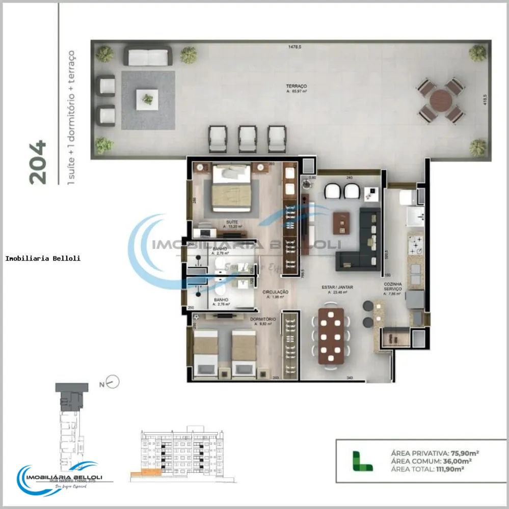 Apartamento, 1 quarto, 68 m² - Foto 7