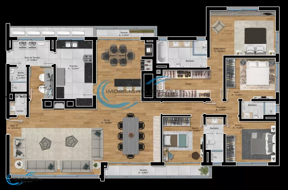 Apartamento, 3 quartos, 217 m² - Foto 7
