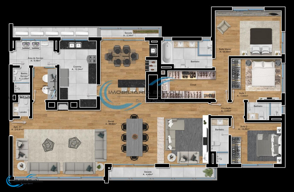 Apartamento, 3 quartos, 217 m² - Foto 2