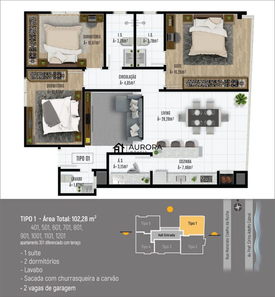 Apartamento, 3 quartos, 102 m² - Foto 2