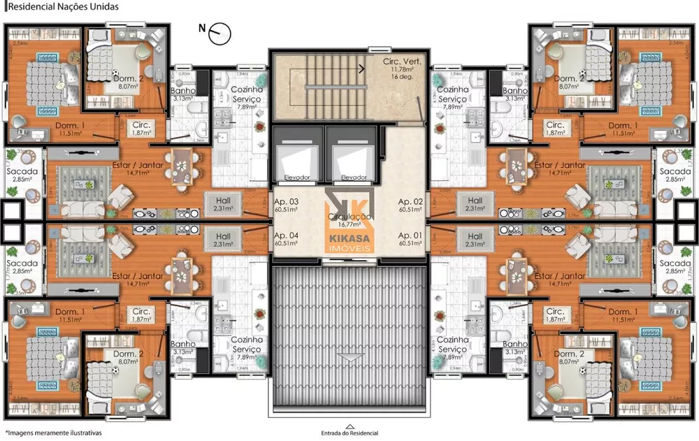 Apartamento, 2 quartos, 60 m² - Foto 1