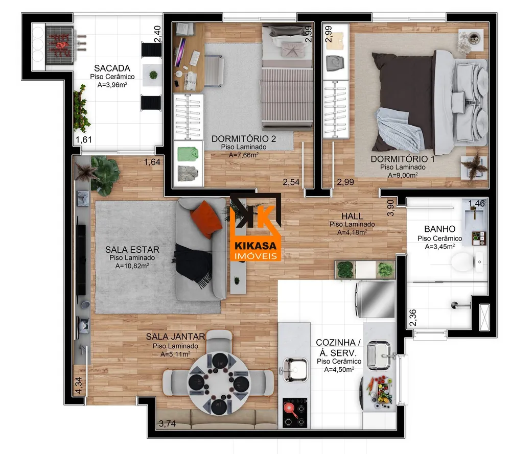 Apartamento, 2 quartos, 56 m² - Foto 7