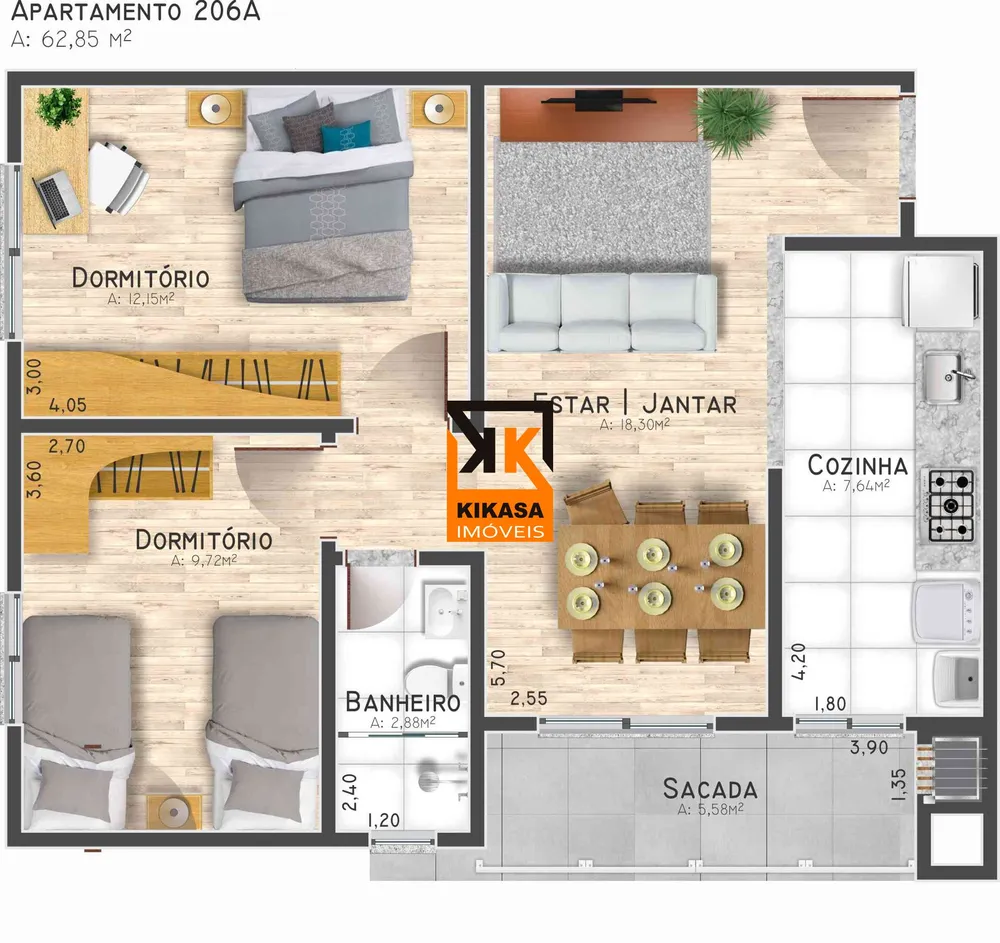 Apartamento, 2 quartos, 63 m² - Foto 4