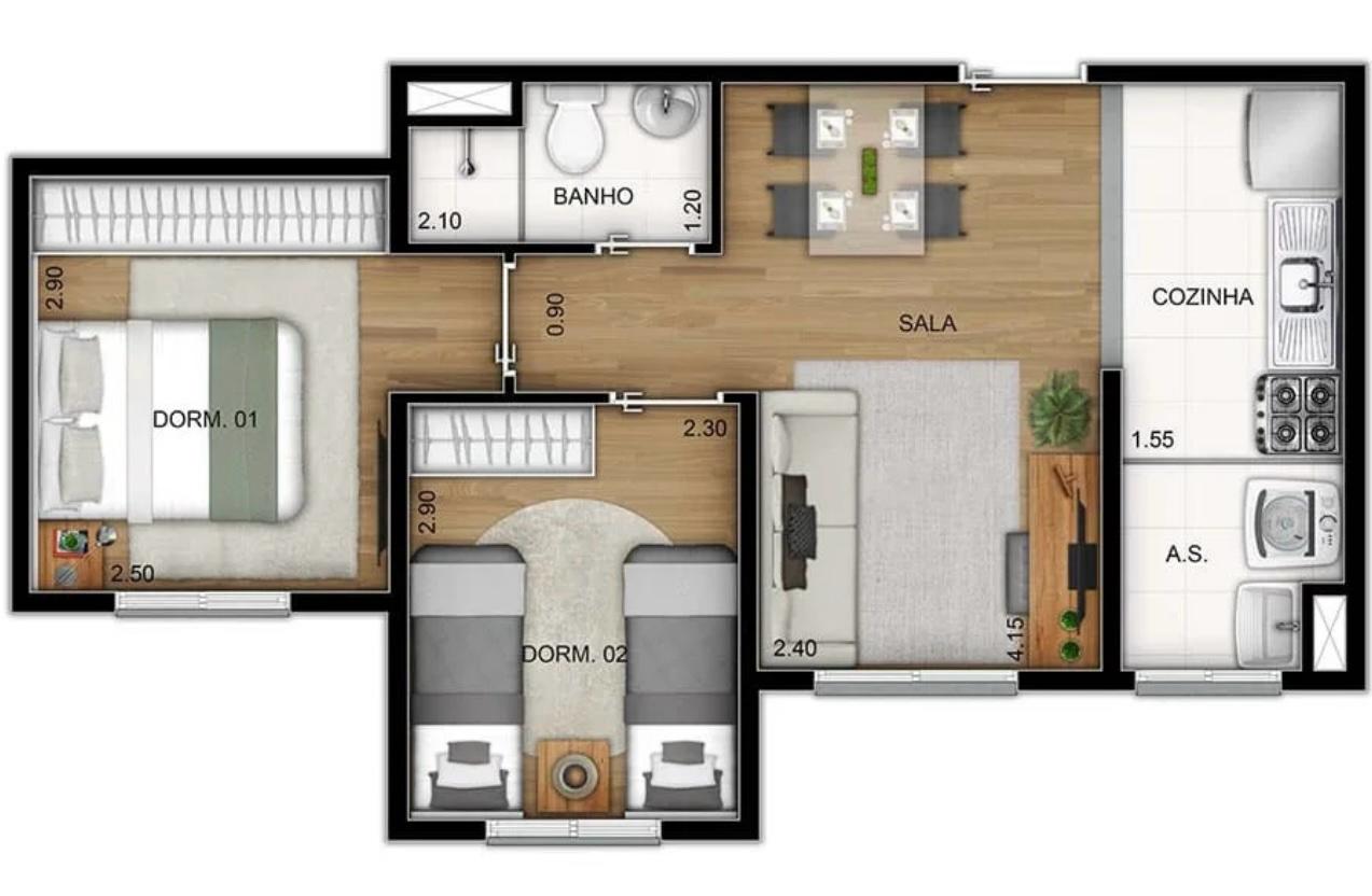 Apartamento à venda com 2 quartos, 42m² - Foto 5