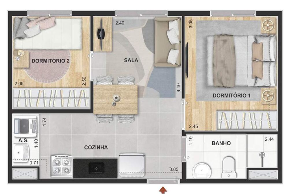 Apartamento, 2 quartos, 47 m² - Foto 2