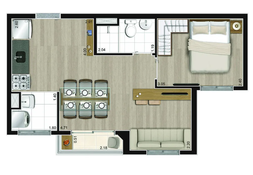 Apartamento, 2 quartos, 37 m² - Foto 3