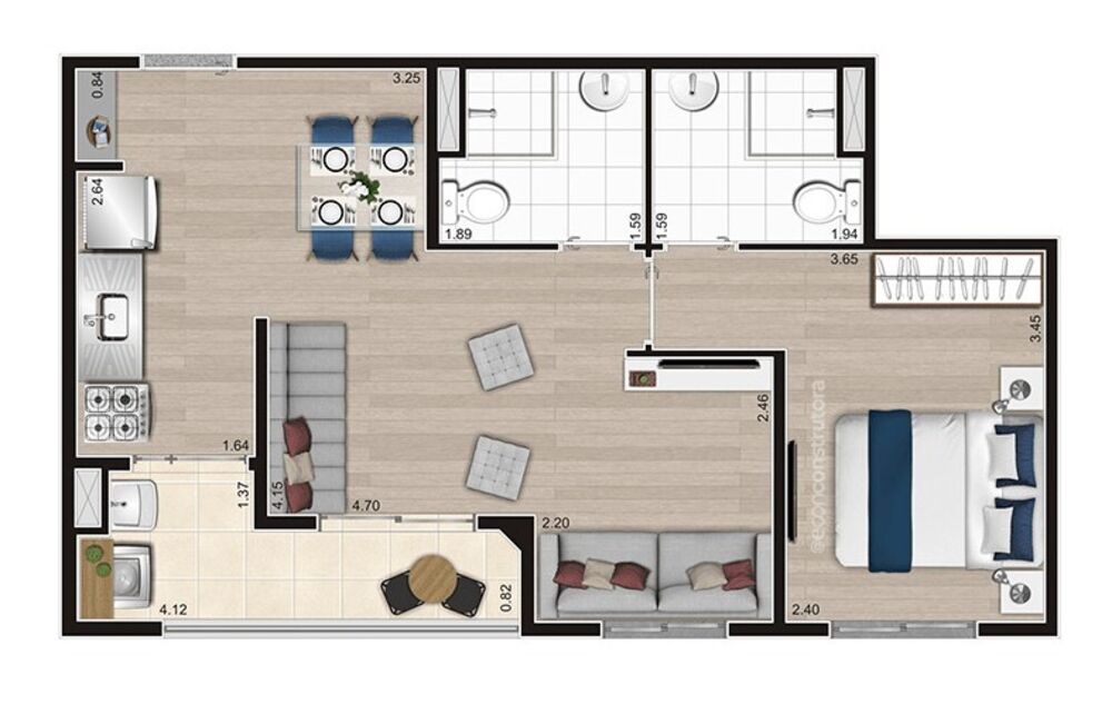Apartamento, 2 quartos, 42 m² - Foto 2