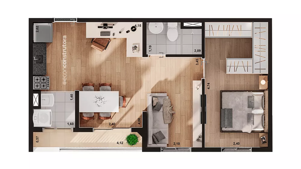 Apartamento, 2 quartos, 39 m² - Foto 2