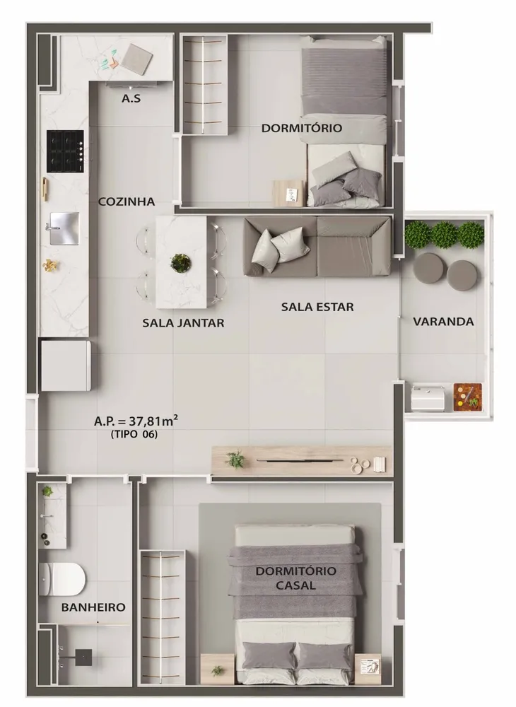 Apartamento, 2 quartos, 40 m² - Foto 4