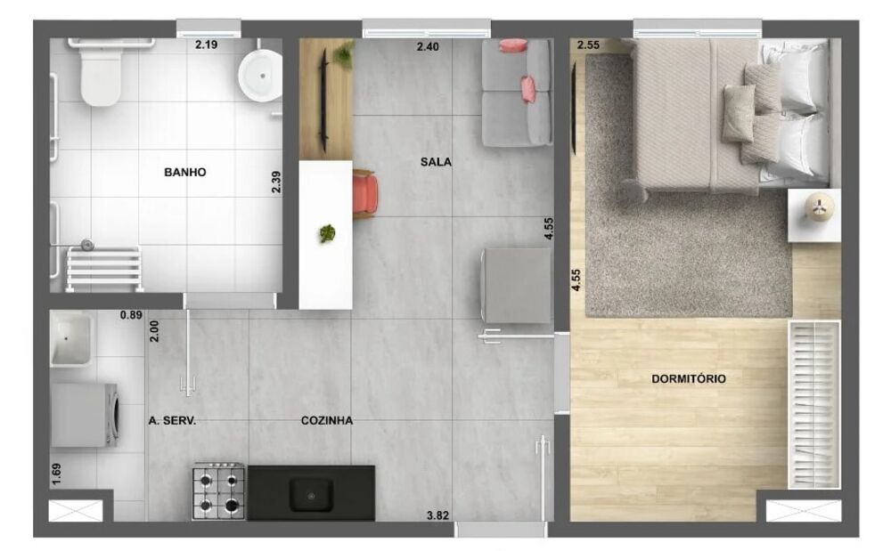 Apartamento, 2 quartos, 36 m² - Foto 12