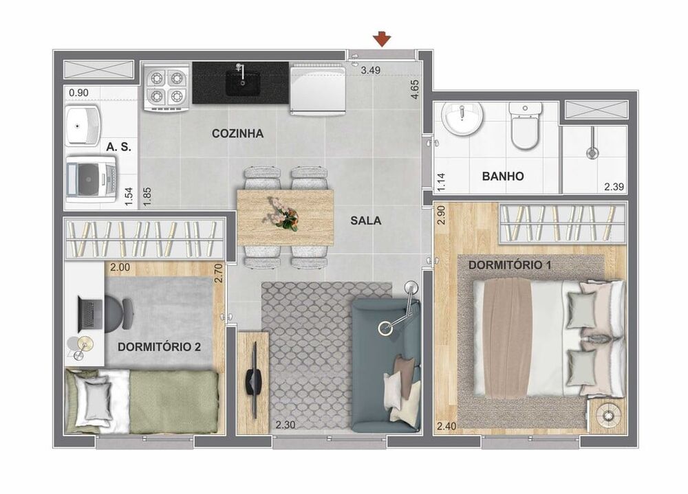 Apartamento, 2 quartos, 39 m² - Foto 8