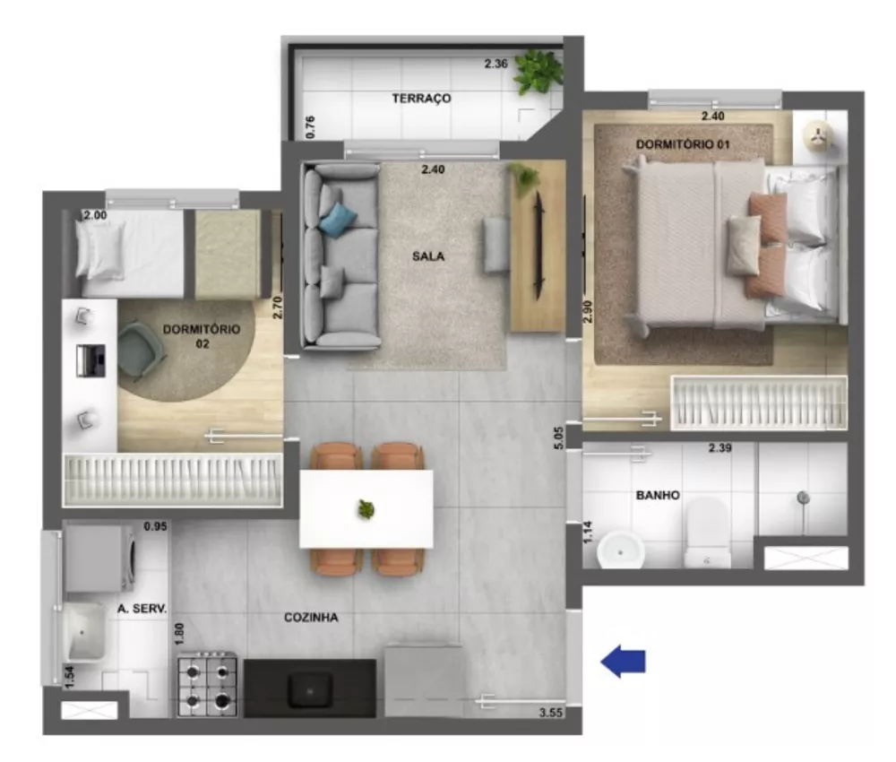 Apartamento, 2 quartos, 37 m² - Foto 9
