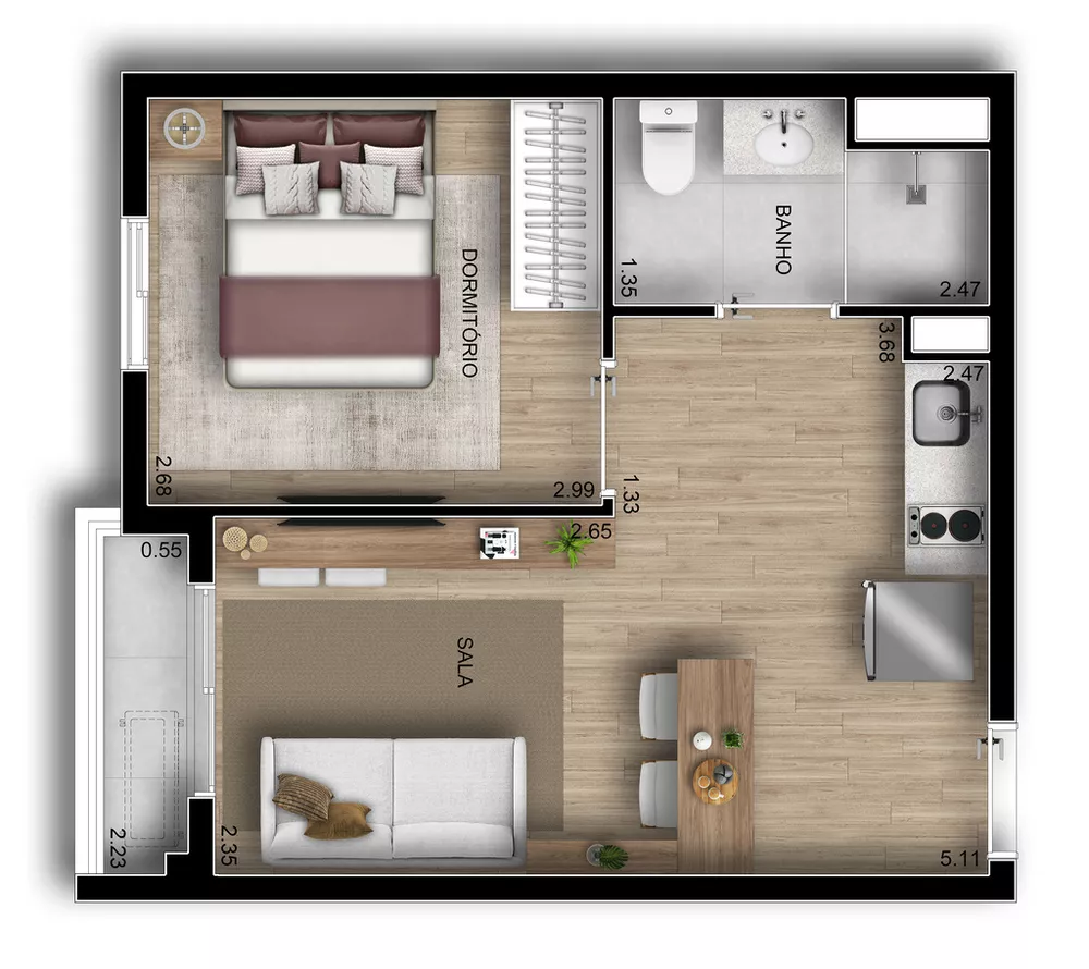 Apartamento, 1 quarto, 47 m² - Foto 9