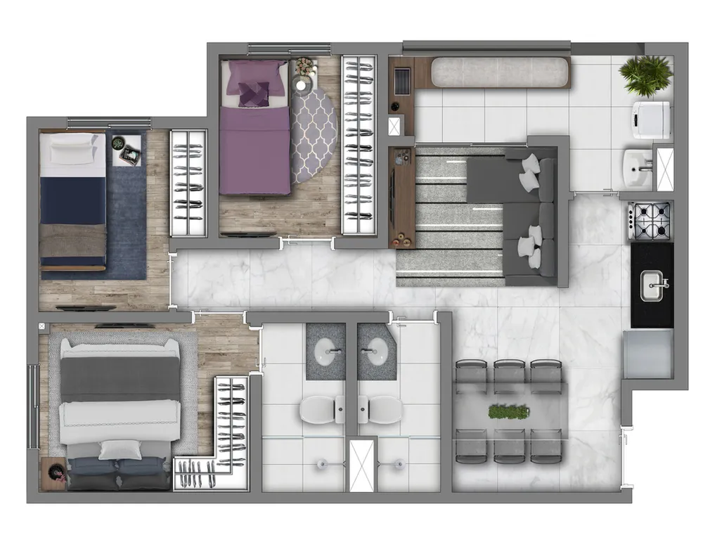Apartamento, 2 quartos, 60 m² - Foto 1
