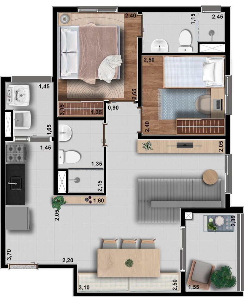 Apartamento, 2 quartos, 38 m² - Foto 3