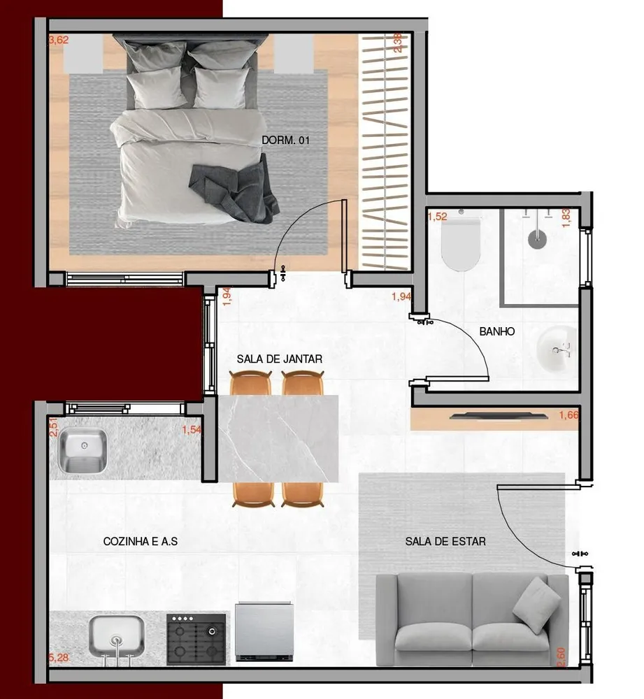 Apartamento, 1 quarto, 50 m² - Foto 1