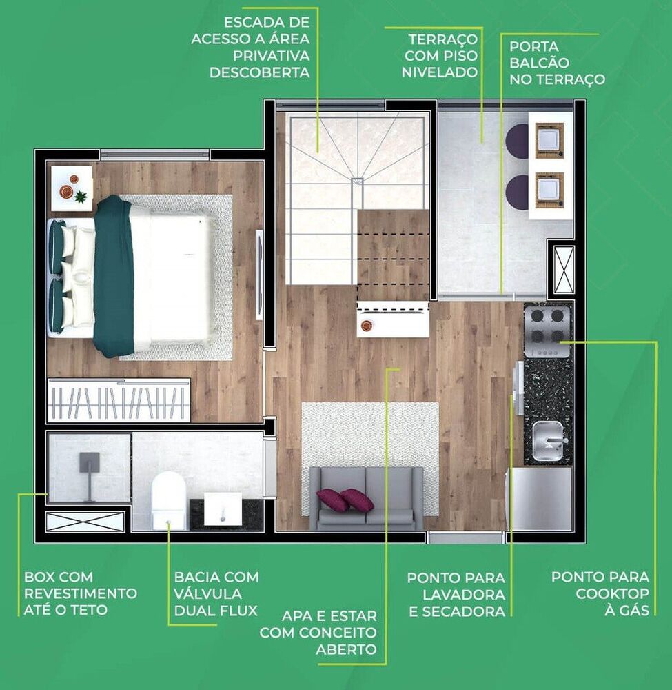 Cobertura, 1 quarto, 65 m² - Foto 8