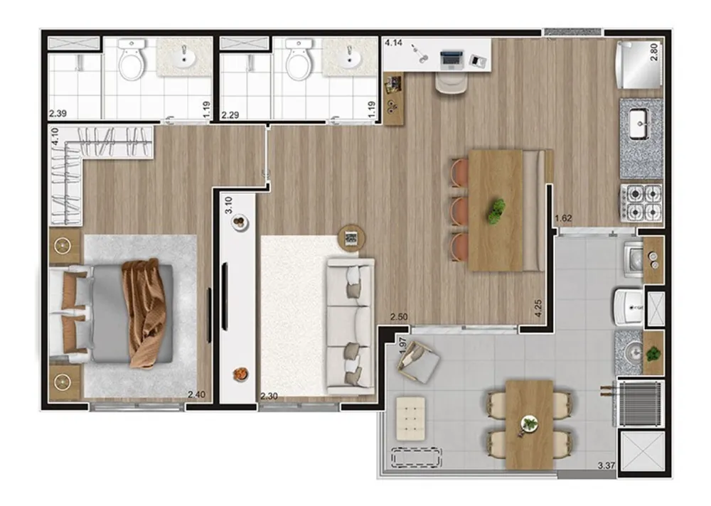 Apartamento, 2 quartos, 54 m² - Foto 2