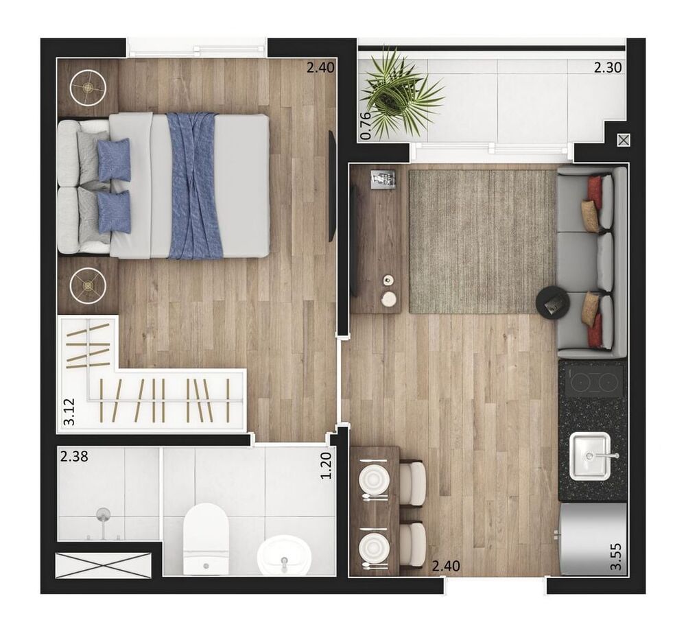 Apartamento, 1 quarto, 24 m² - Foto 2