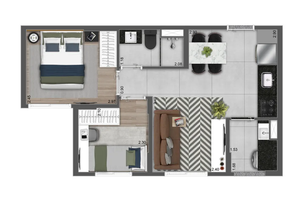 Apartamento, 2 quartos, 38 m² - Foto 1