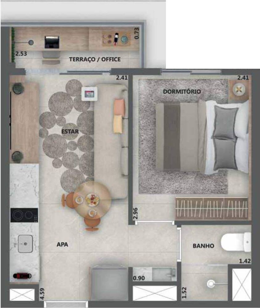 Apartamento, 1 quarto, 41 m² - Foto 3