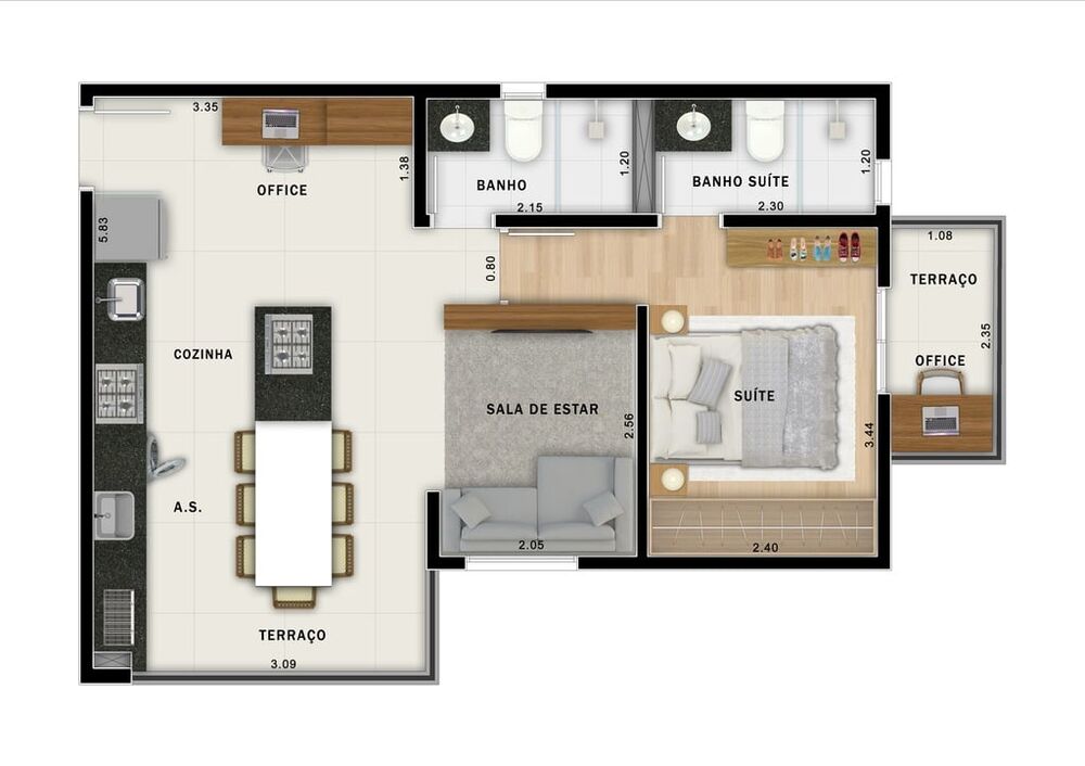 Apartamento, 2 quartos, 44 m² - Foto 4