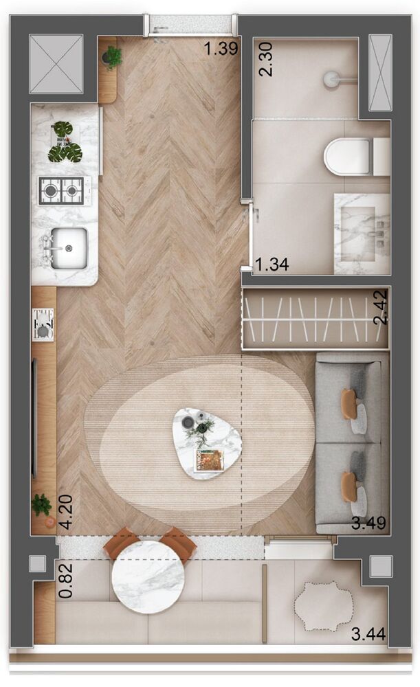 Apartamento à venda com 1 quarto, 58m² - Foto 5