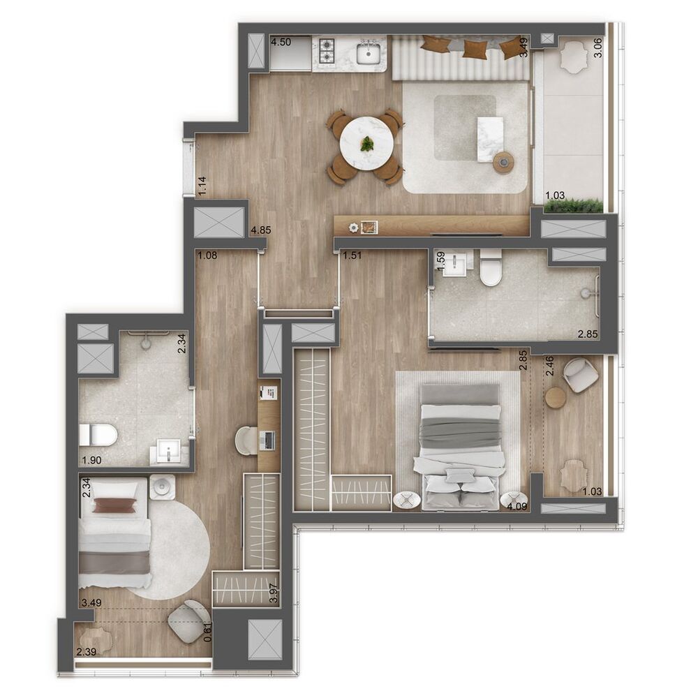 Apartamento à venda com 1 quarto, 58m² - Foto 7