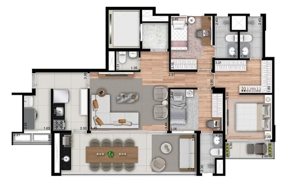 Apartamento, 3 quartos, 116 m² - Foto 2