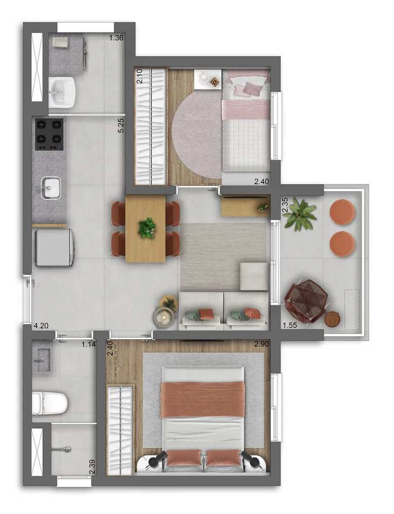 Apartamento, 2 quartos, 43 m² - Foto 4