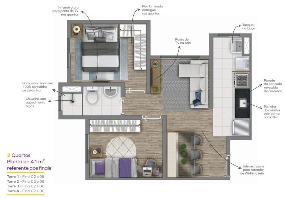 Apartamento, 2 quartos, 41 m² - Foto 3