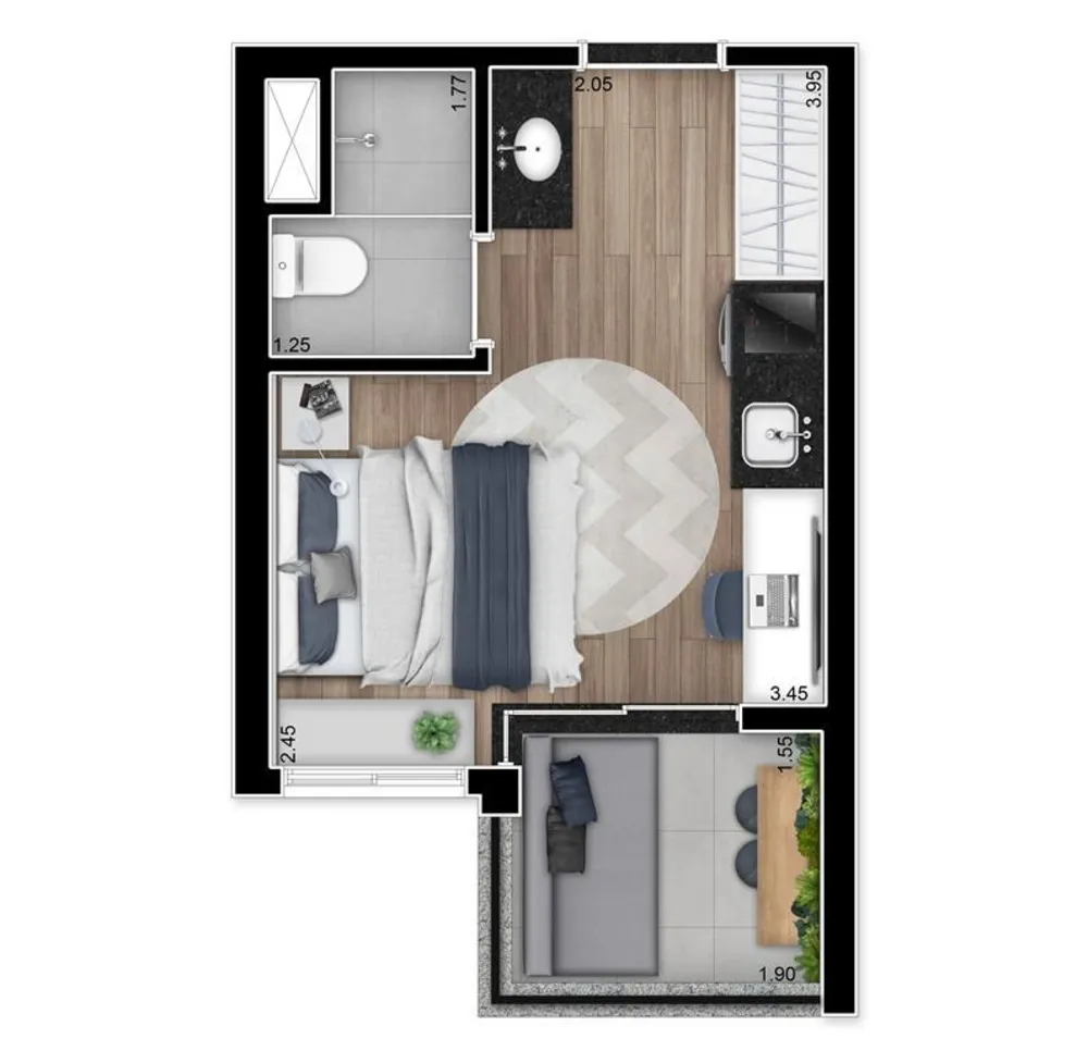 Apartamento, 1 quarto, 52 m² - Foto 3