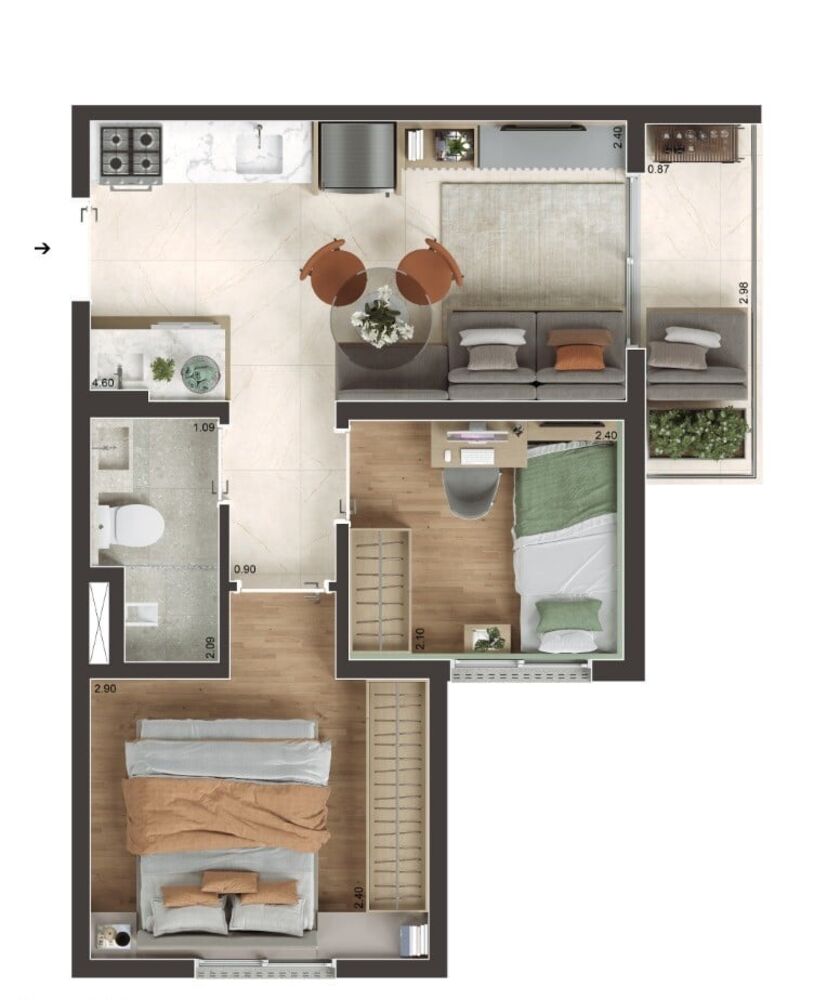 Apartamento, 2 quartos, 42 m² - Foto 8