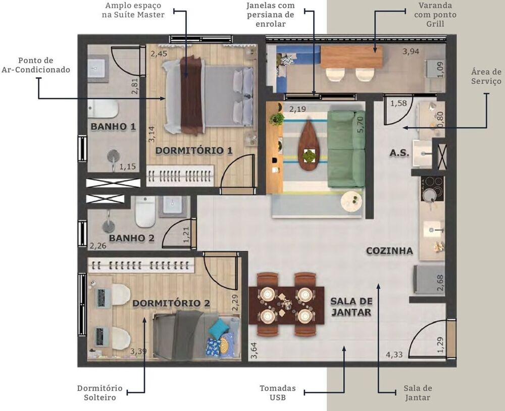 Apartamento, 2 quartos, 56 m² - Foto 7